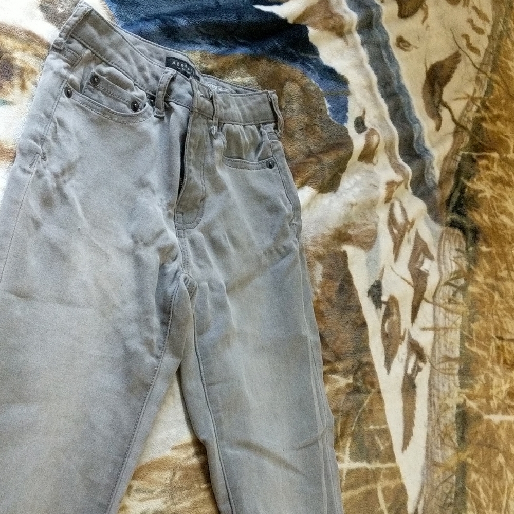 Worn gray Aeropostale pants
